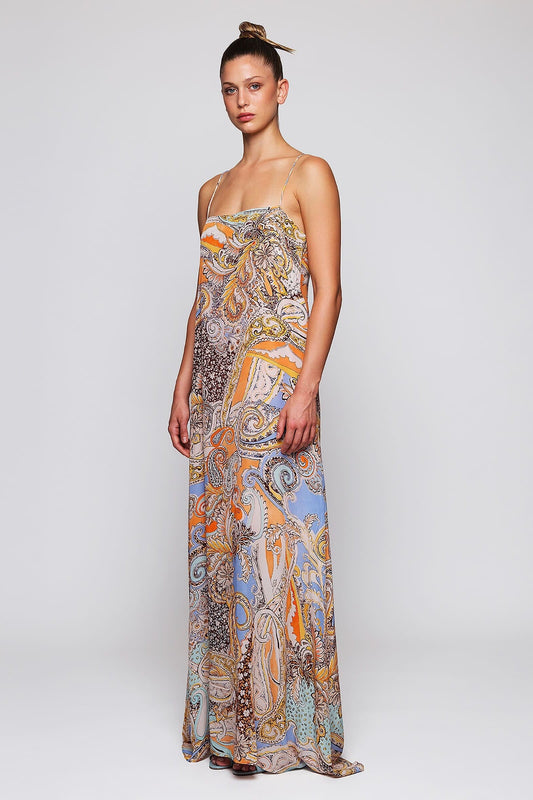 Vestido largo fluido estampado paisley. Dresses Mirto S / 36 
