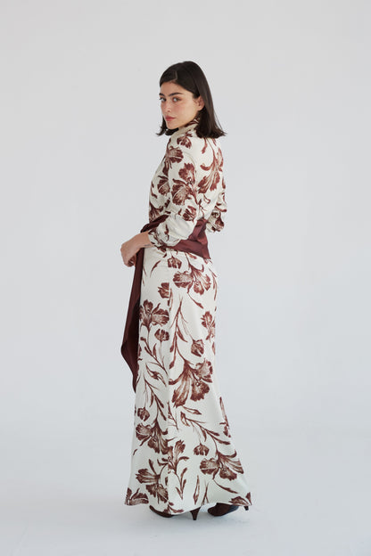 Vestido Lida Flores beis Dresses Julise Magon 