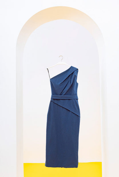 VESTIDO MARELLA CON UN HOMBRO AZUL Dresses SOY FASCINANTE 