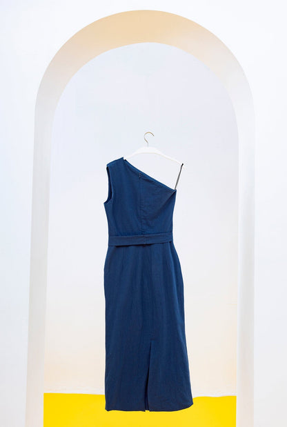 VESTIDO MARELLA CON UN HOMBRO AZUL Dresses SOY FASCINANTE 