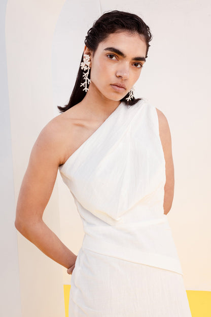 VESTIDO MARELLA CON UN HOMBRO BLANCO Dresses SOY FASCINANTE 