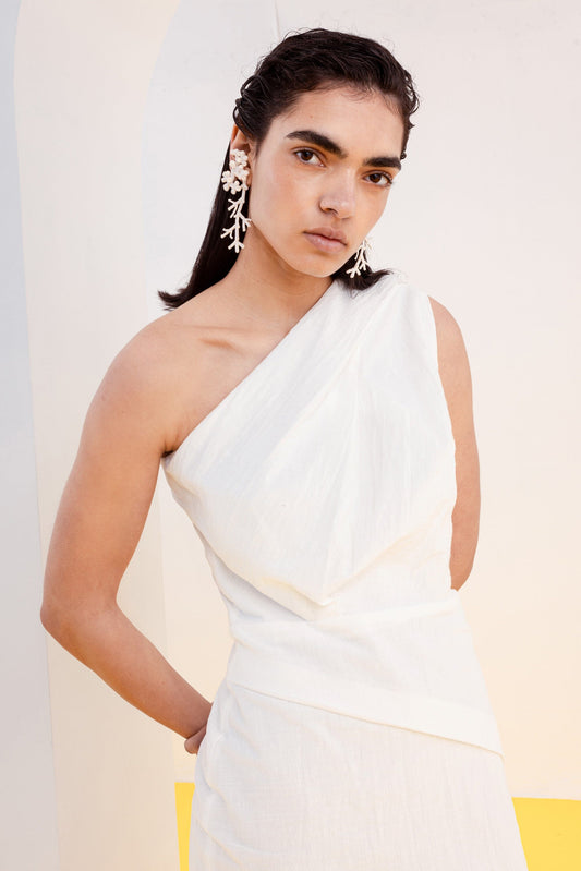 VESTIDO MARELLA CON UN HOMBRO BLANCO Dresses SOY FASCINANTE 