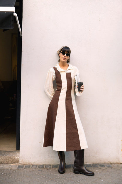 Vestido Margot Paneles Marrón y Crudo · Ipa Brand · vista 4