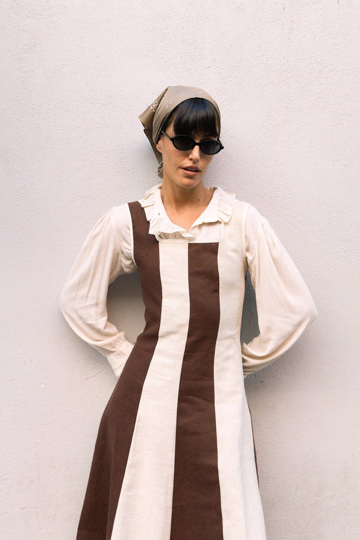 Vestido Margot Paneles Marrón y Crudo · Ipa Brand