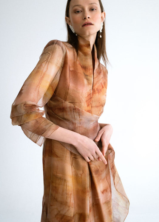 Vestido midi cruzado estampado organza Dresses Miguel Marinero 