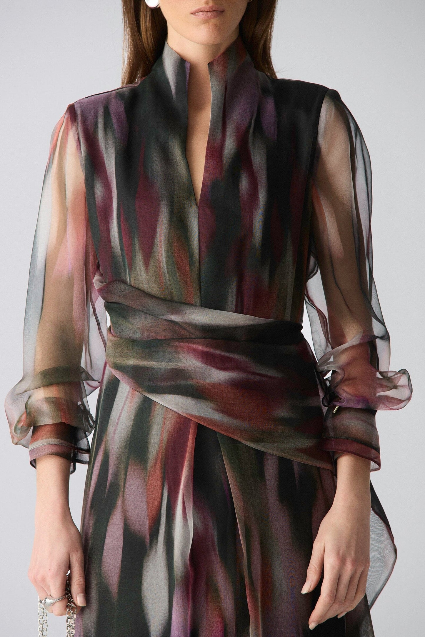Vestido midi cruzado organza estampada Dresses Miguel Marinero 