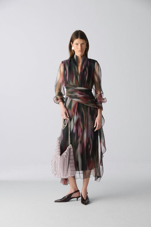 Vestido midi cruzado organza estampada Dresses Miguel Marinero 