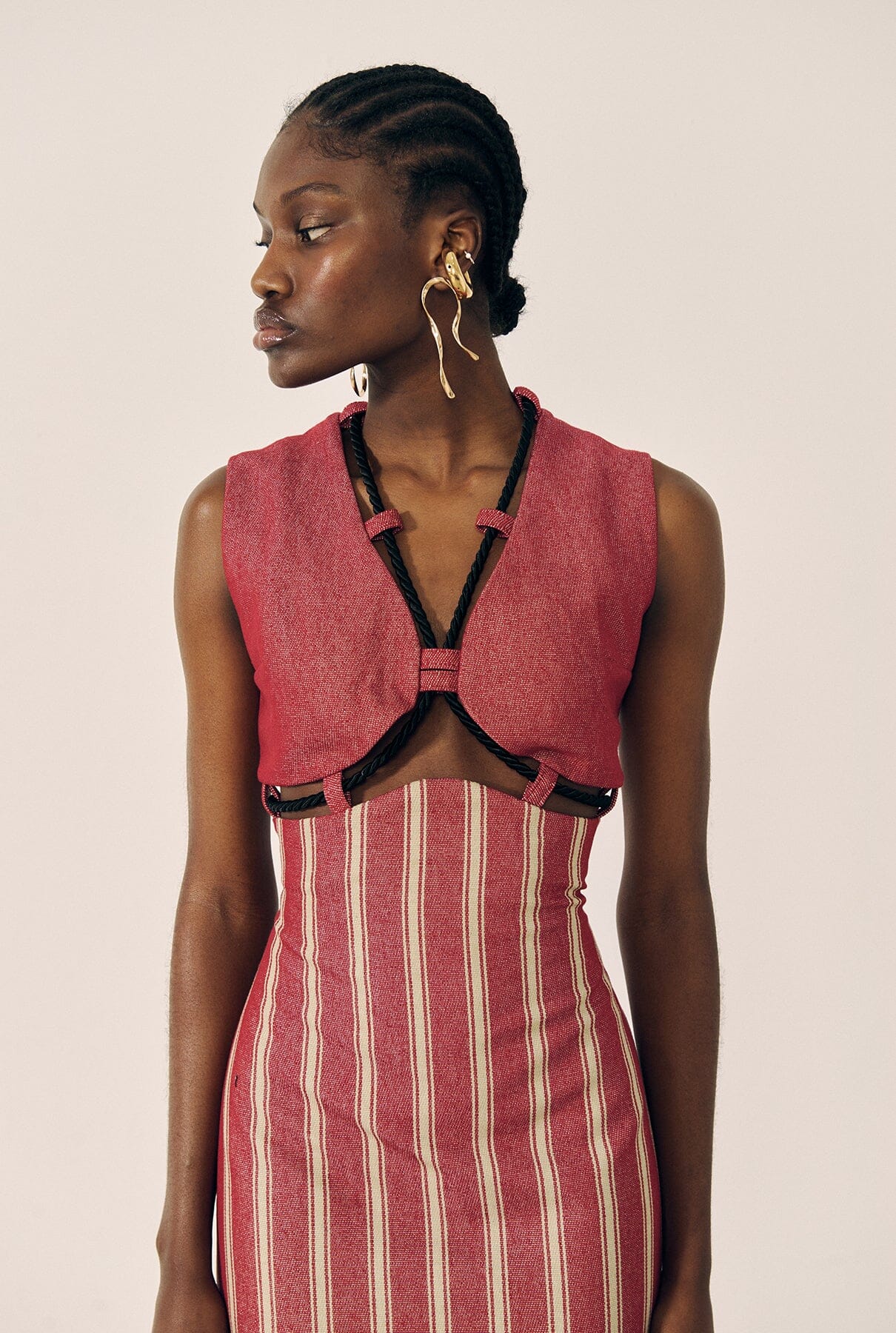 Vestido midi dos piezas rojo y beige Dresses E.R.A.X. 