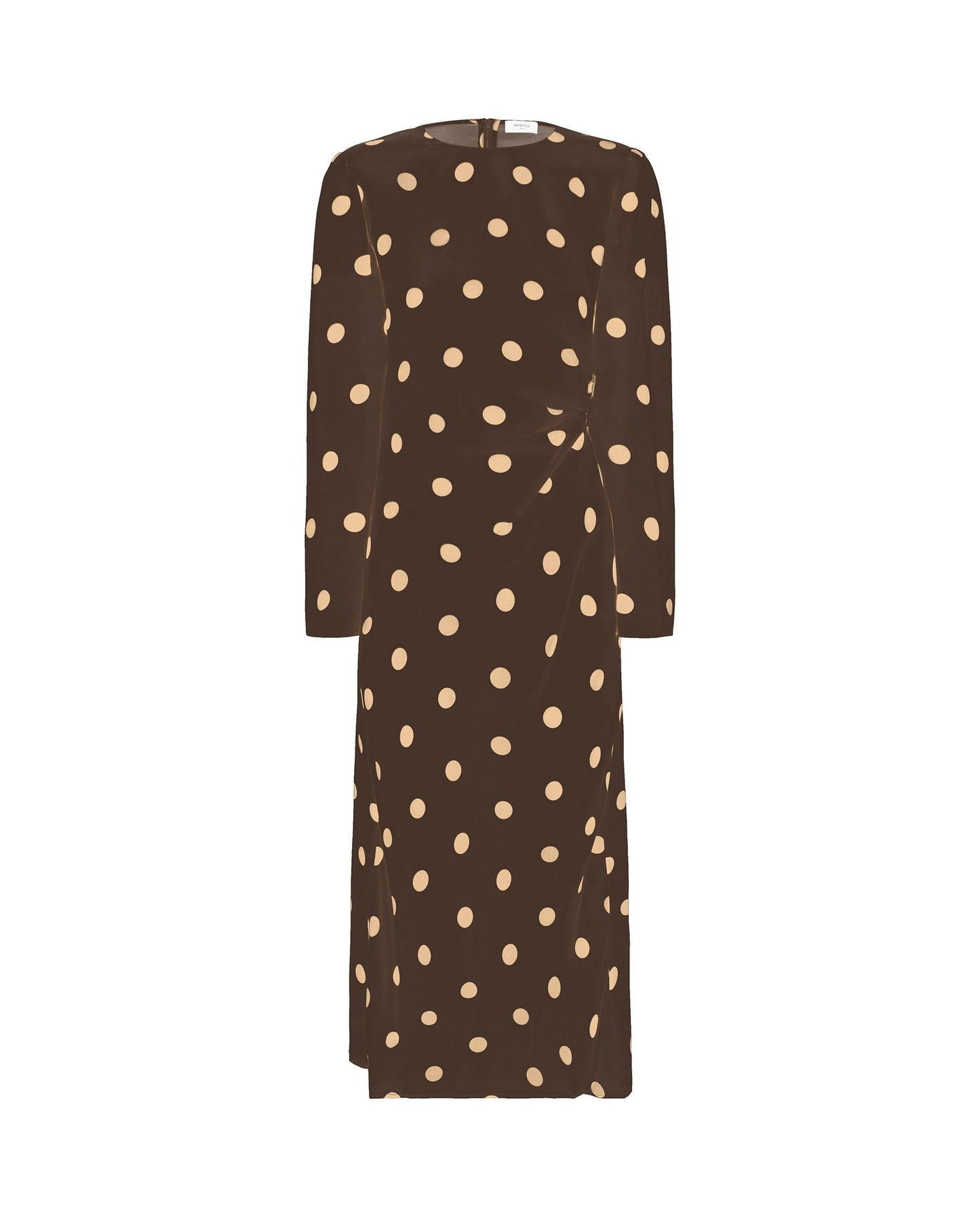 Vestido midi marrón estampado lunares camel Dresses Mirto 