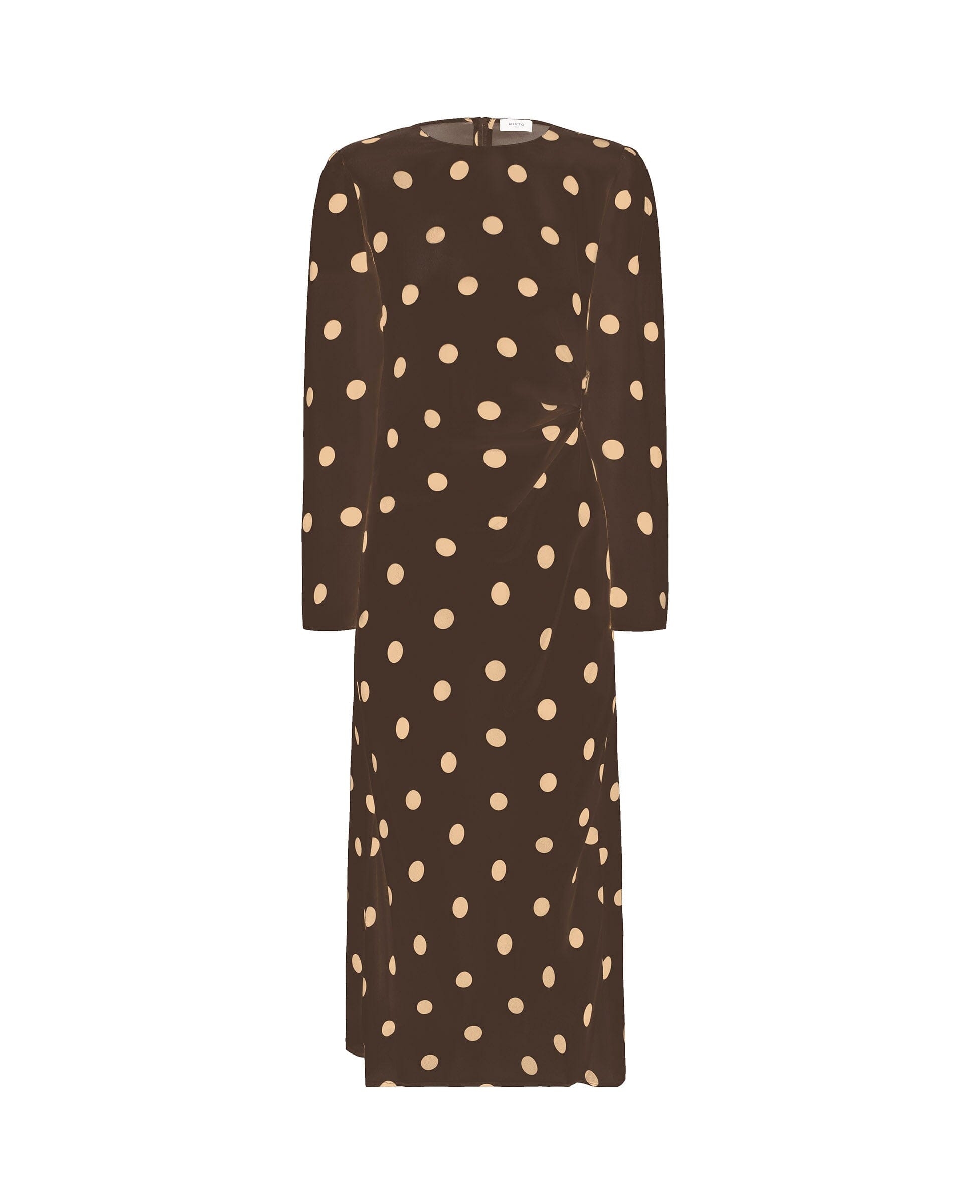 Vestido midi marrón estampado lunares camel Dresses Mirto 