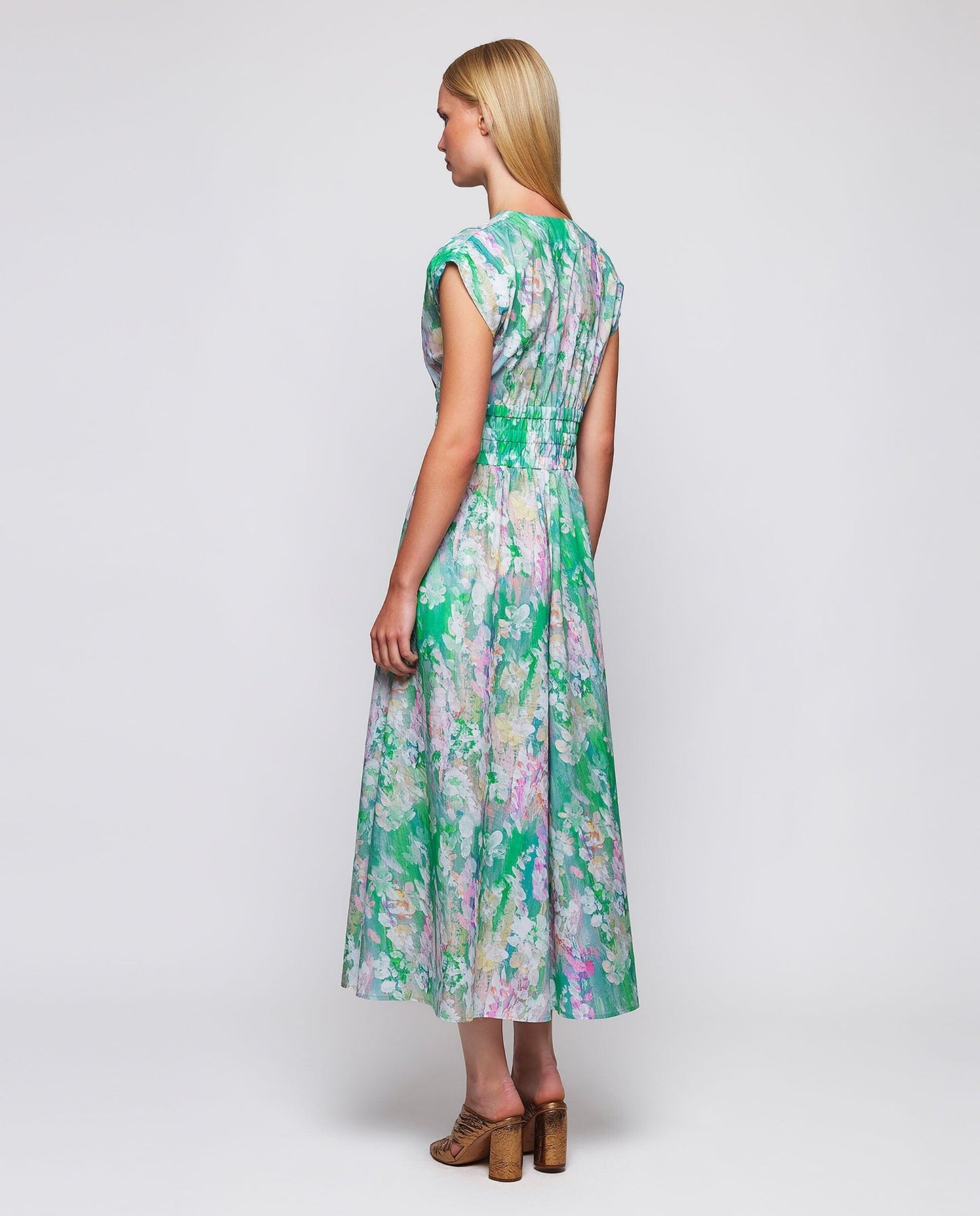 Vestido midi verde estampado algodón Dresses Mirto 