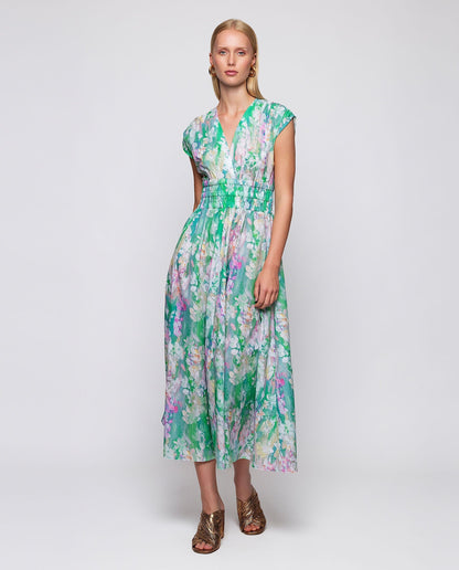 Vestido midi verde estampado algodón Dresses Mirto 
