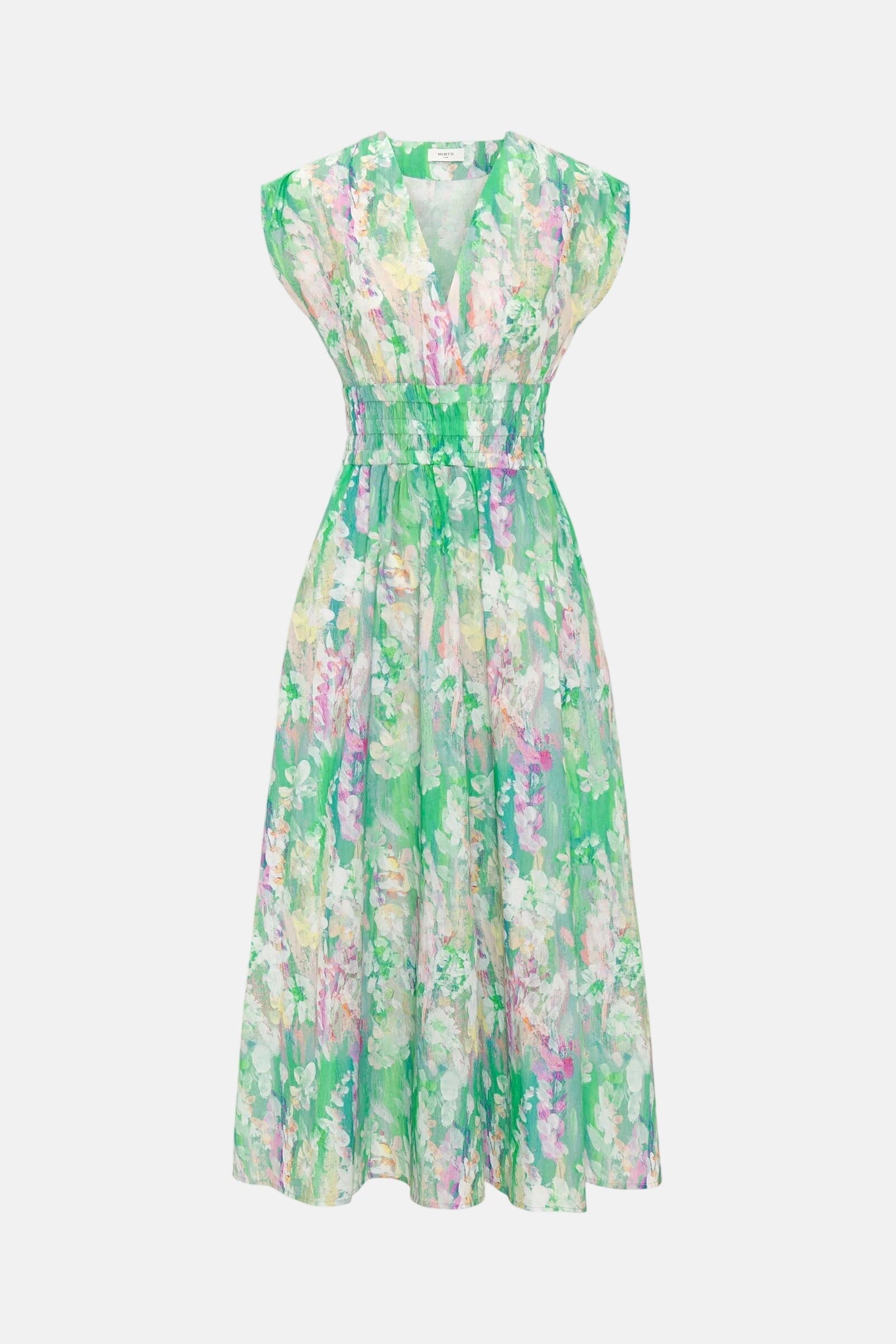 Vestido midi verde estampado algodón Dresses Mirto 