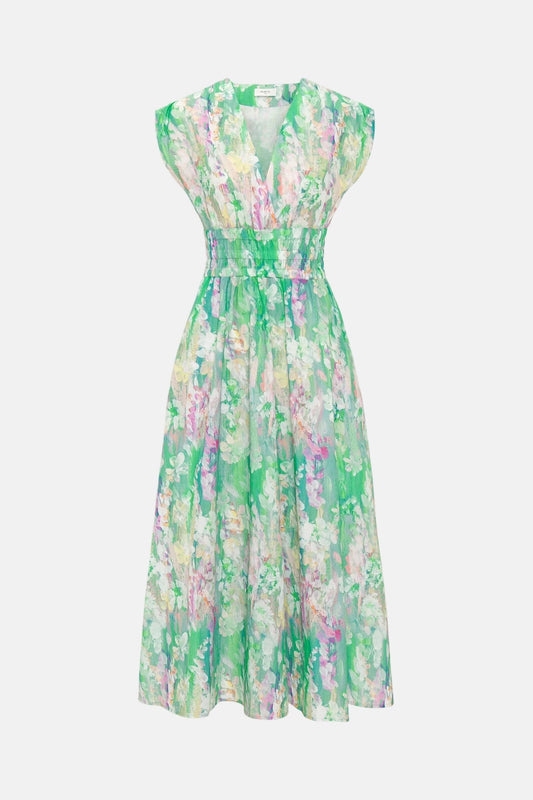 Vestido midi verde estampado algodón Dresses Mirto 