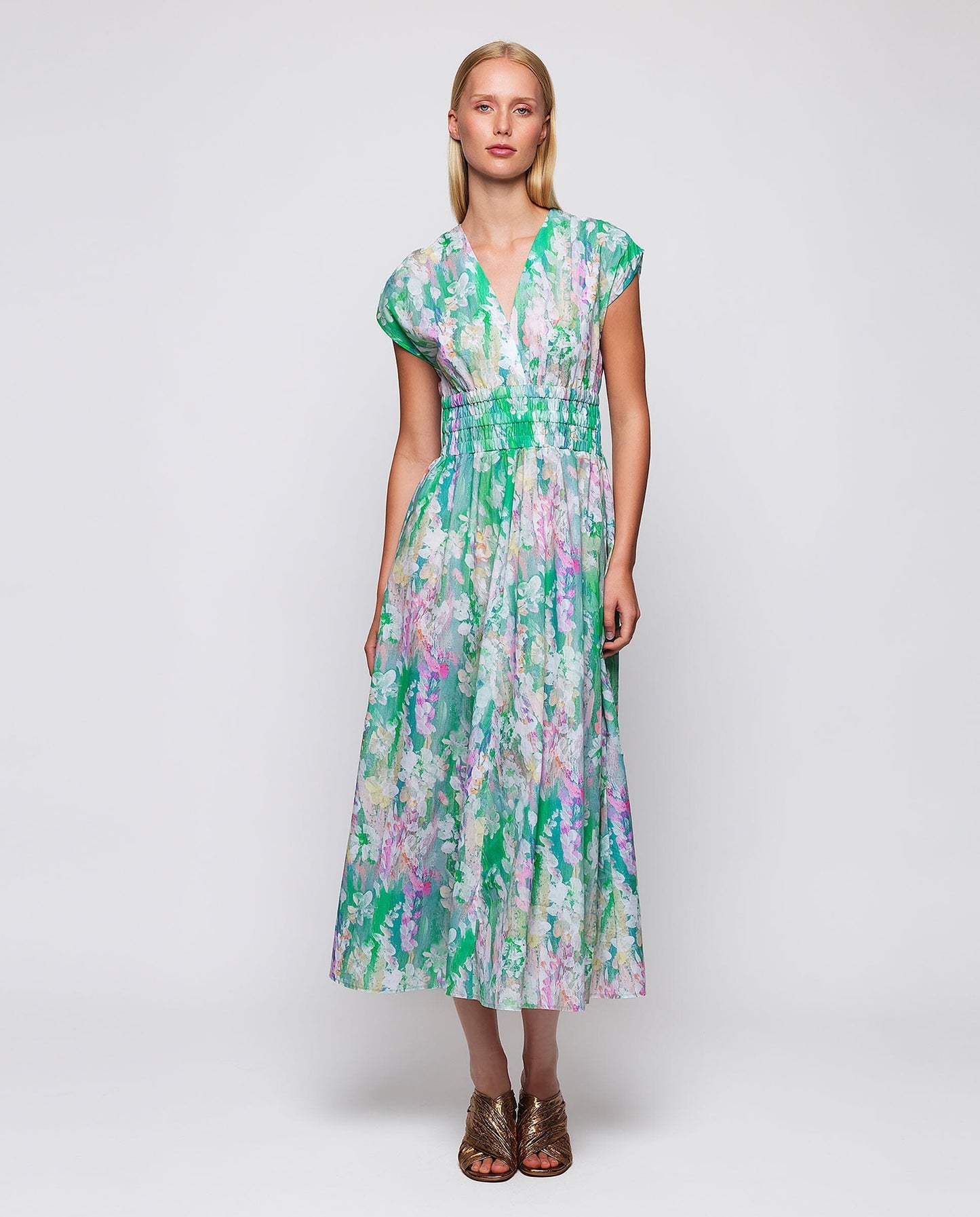 Vestido midi verde estampado algodón Dresses Mirto S / 36 