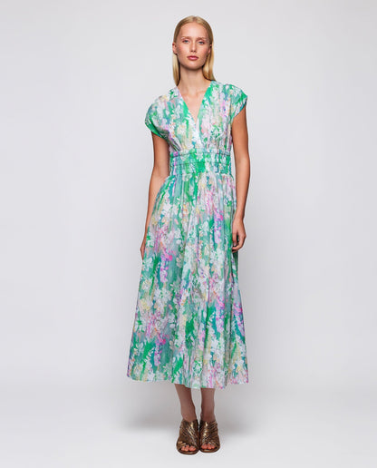 Vestido midi verde estampado algodón Dresses Mirto S / 36 