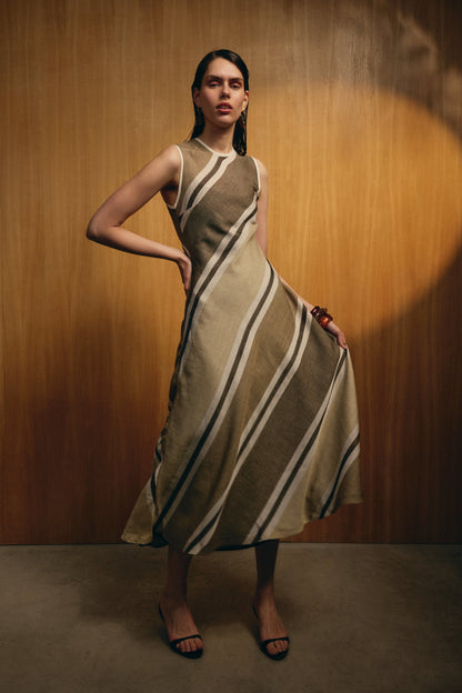 Vestido Moka Rayas Marrón- PRE ORDER Dresses IPA BRAND 