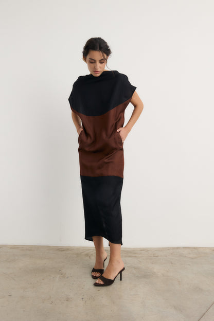 Vestido Nefertiti marrón-negro Dresses Galcon Studio 