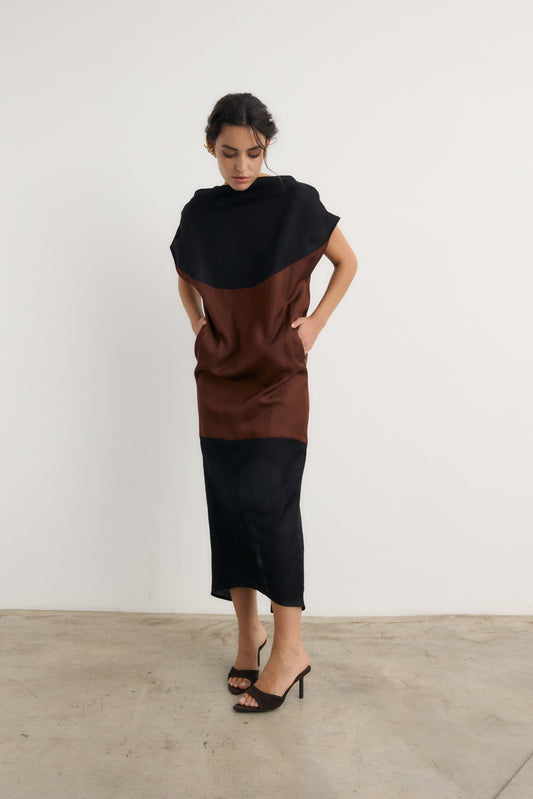 Vestido Nefertiti marrón-negro Dresses Galcon Studio 