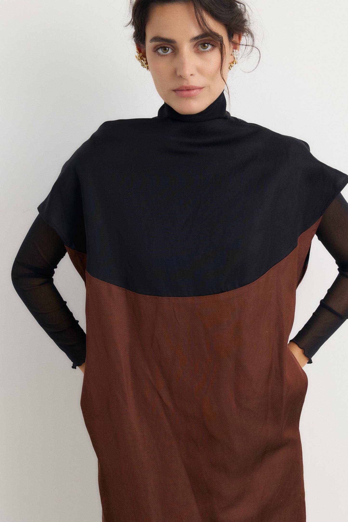 Vestido Nefertiti marrón-negro Dresses Galcon Studio 