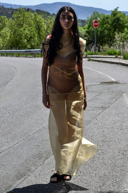 VESTIDO ORGANZA AMARILLO VAINILLA Dresses Luciana Estudio 