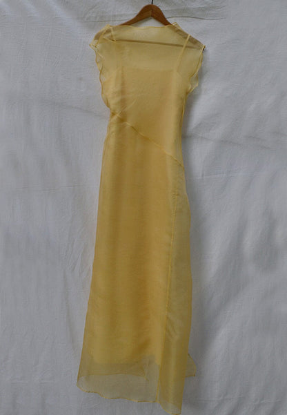VESTIDO ORGANZA AMARILLO VAINILLA Dresses Luciana Estudio 