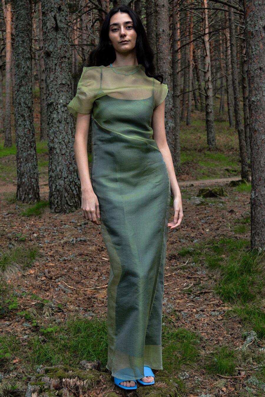 VESTIDO ORGANZA VERDE Dresses Luciana Estudio 