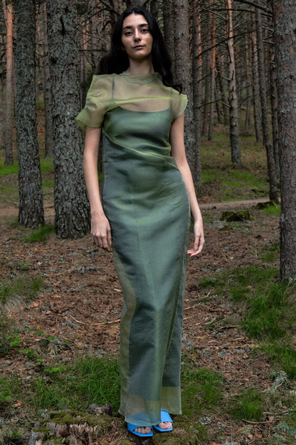 VESTIDO ORGANZA VERDE Dresses Luciana Estudio 