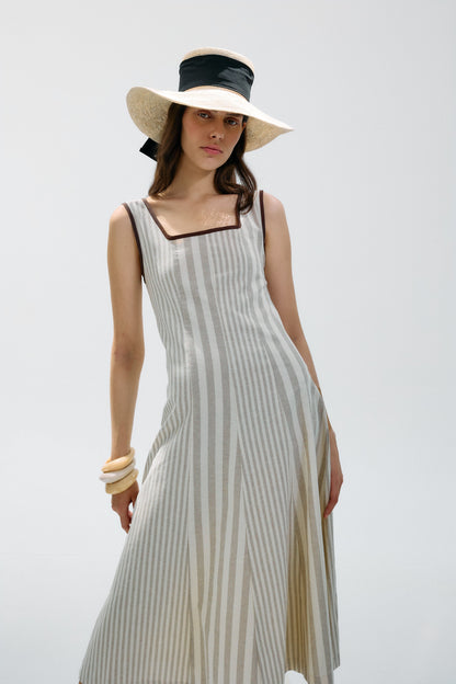 Vestido Piacere Multirrayas Beige Dresses IPA BRAND 