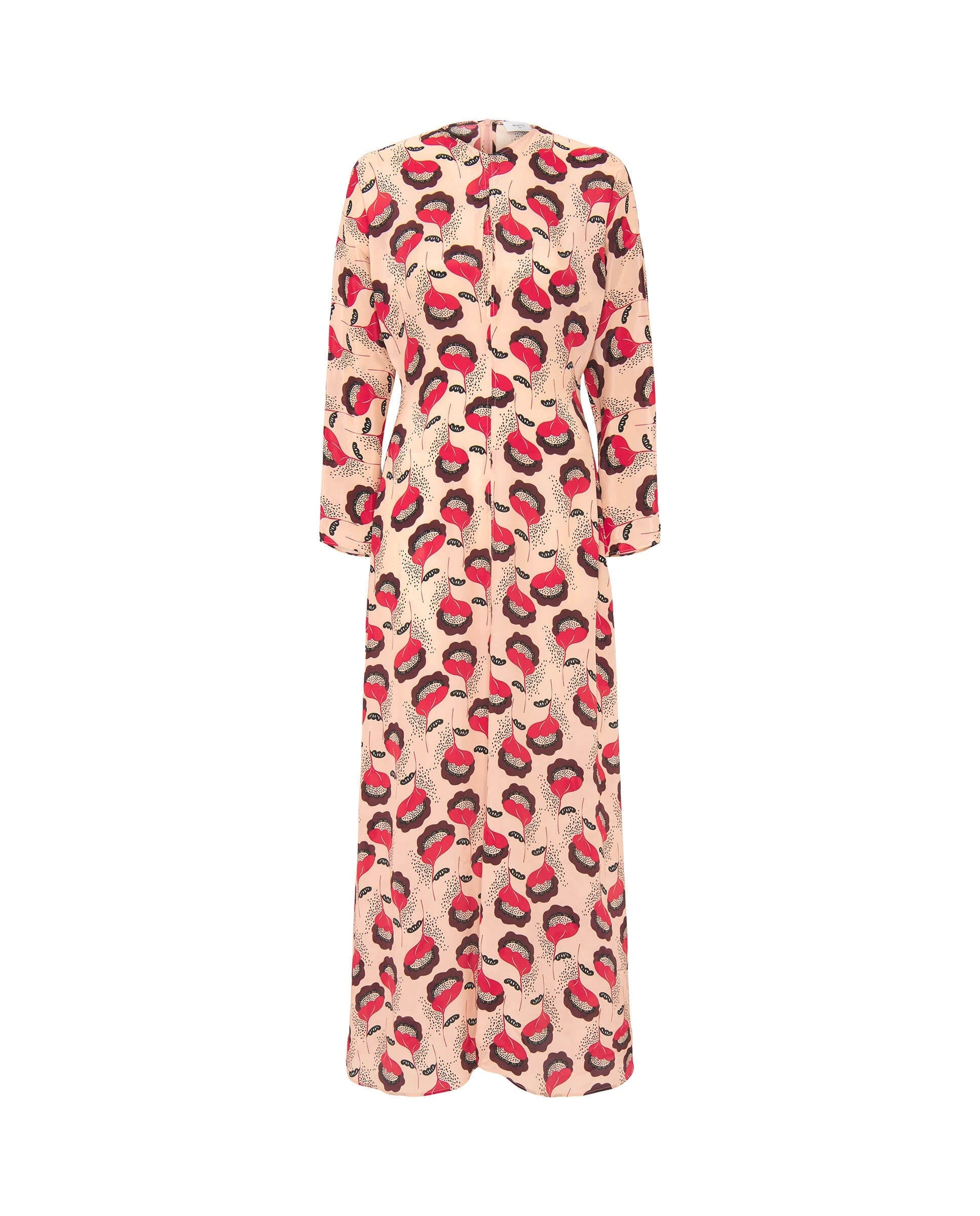 Vestido rojo y rosa estampado floral Dresses Mirto 