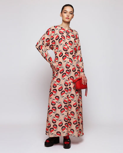 Vestido rojo y rosa estampado floral Dresses Mirto 