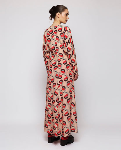 Vestido rojo y rosa estampado floral Dresses Mirto 