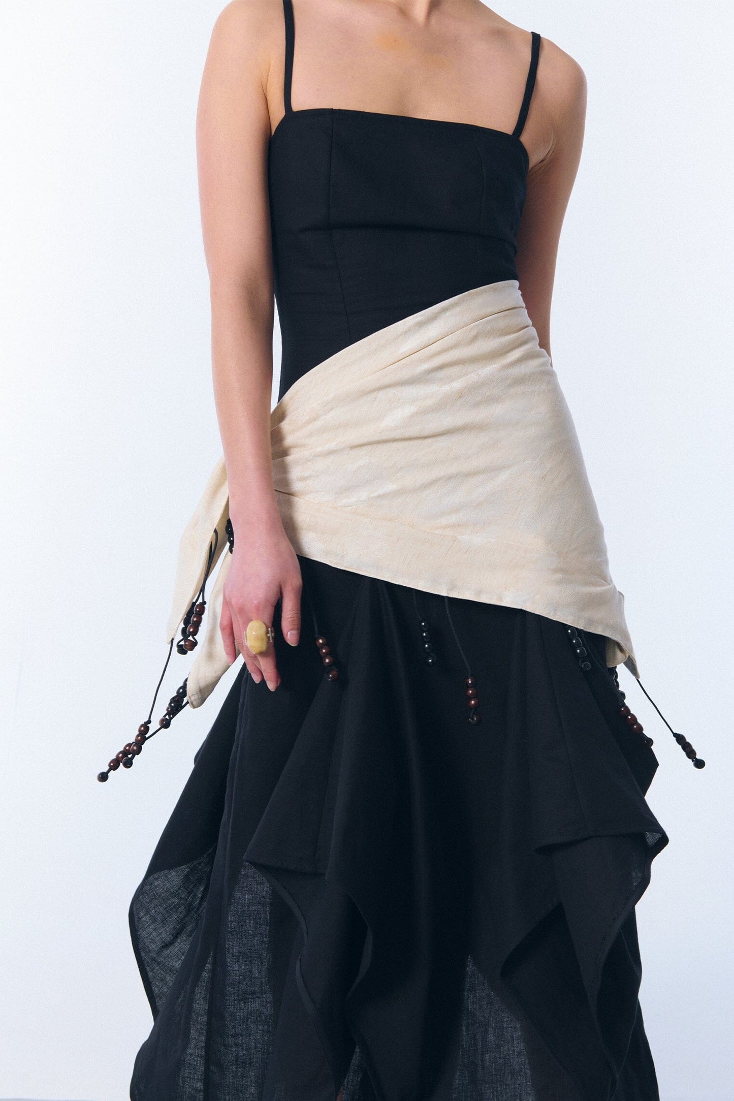 Vestido "tendal" en lino negro Dresses E.R.A.X. 