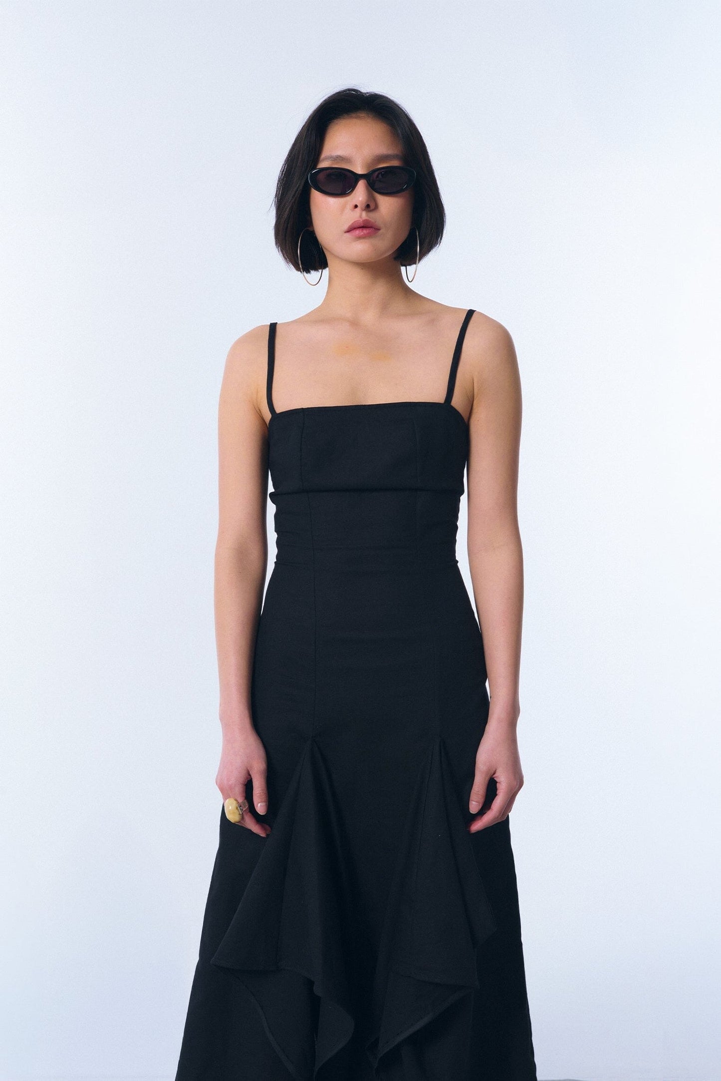 Vestido "tendal" en lino negro Dresses E.R.A.X. 