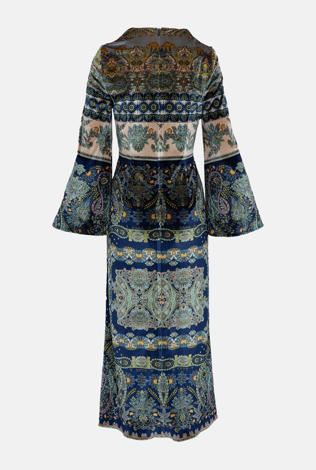 VESTIDO TERCIOPELO PAISLEY AZUL Y VERDE Long Dresses Philippa 1970 