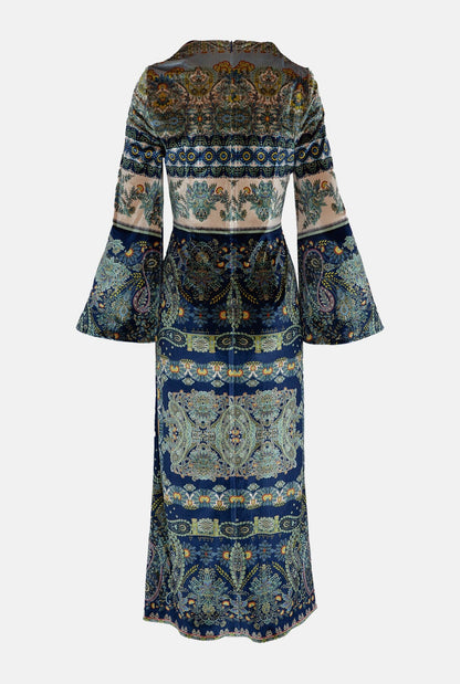 VESTIDO TERCIOPELO PAISLEY AZUL Y VERDE Long Dresses Philippa 1970 