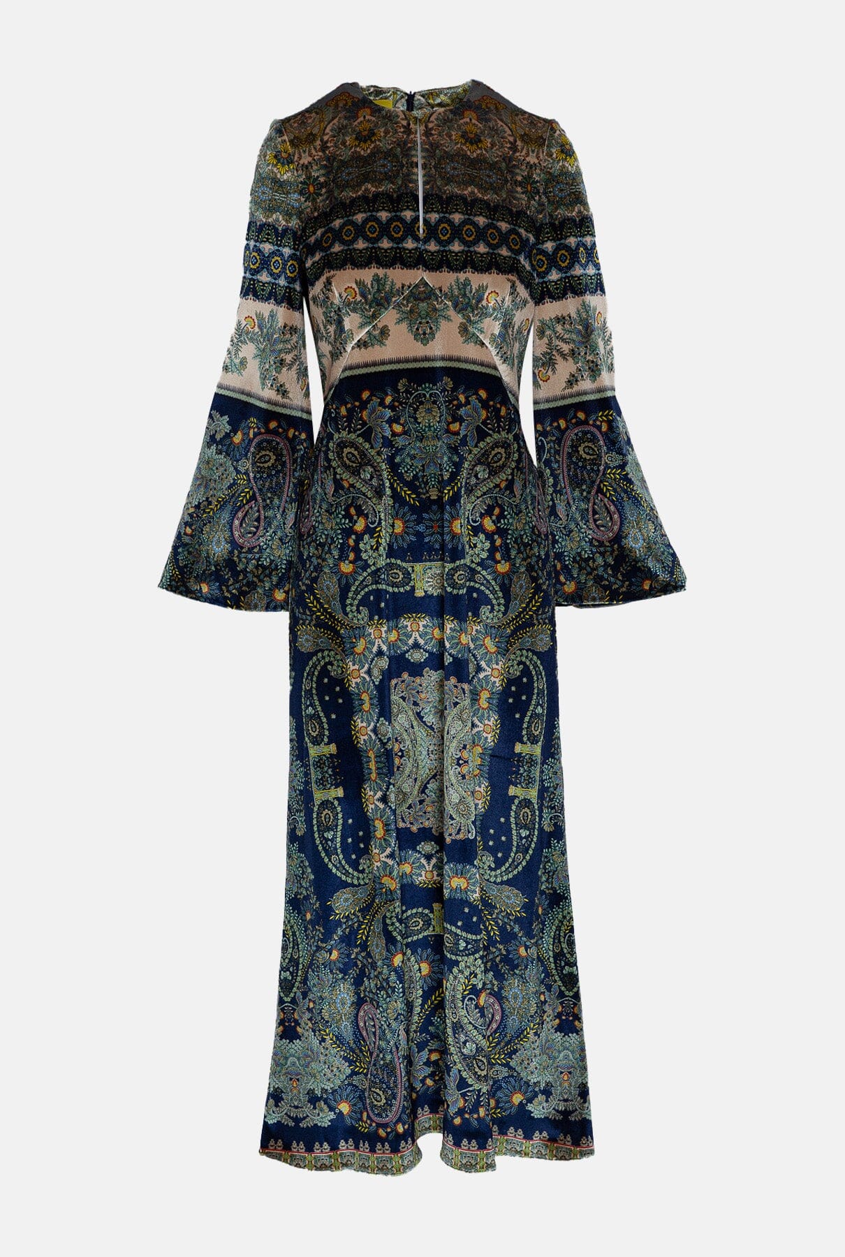 VESTIDO TERCIOPELO PAISLEY AZUL Y VERDE Long Dresses Philippa 1970 