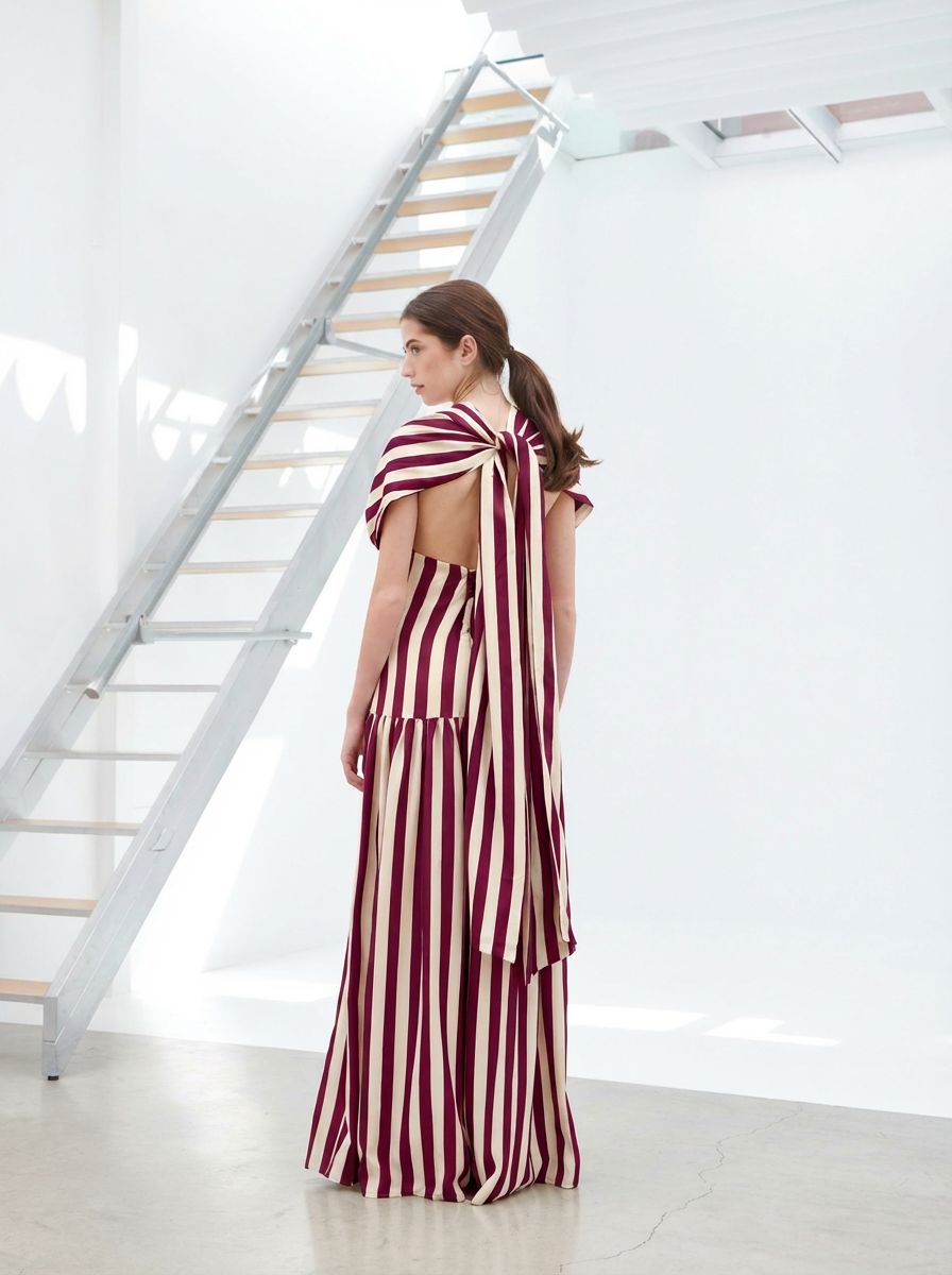 Vestido Violeta rayas burdeos Dresses Julise Magon 