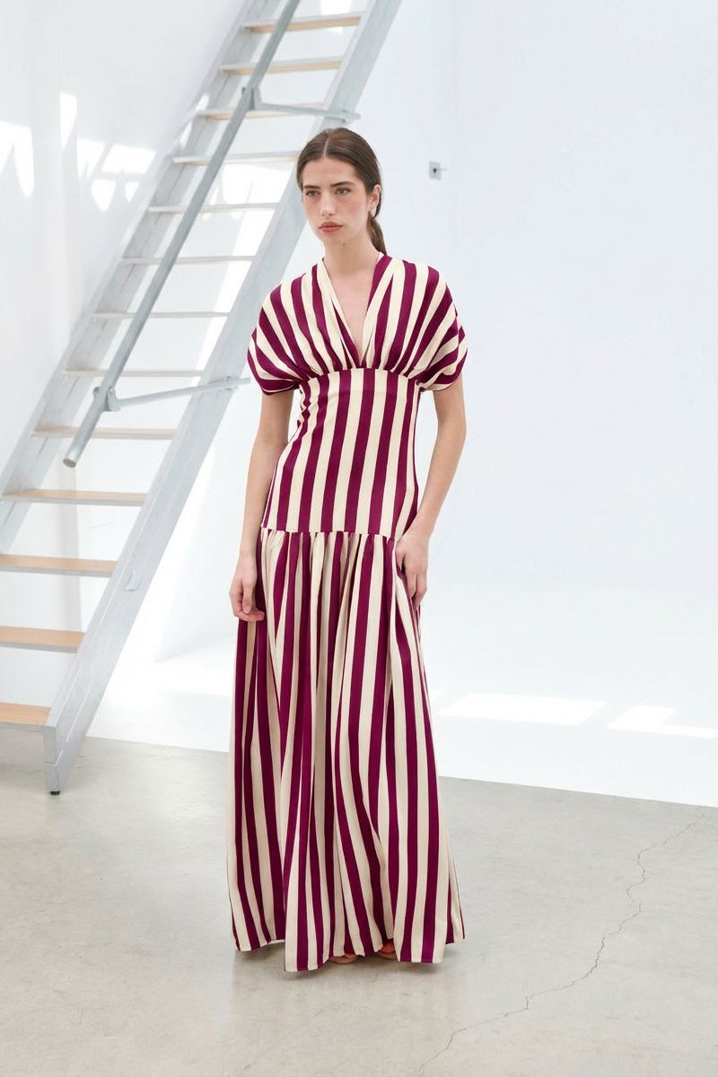 Vestido Violeta rayas burdeos Dresses Julise Magon 