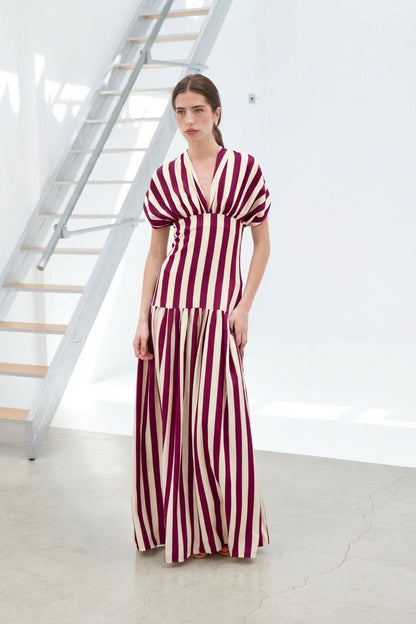 Vestido Violeta rayas burdeos Dresses Julise Magon 