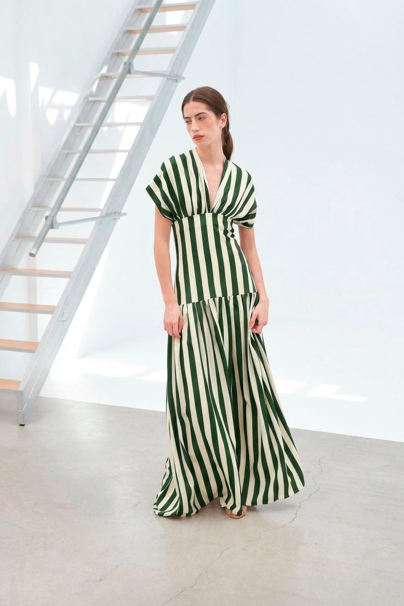 Vestido Violeta rayas verde Dresses Julise Magon 