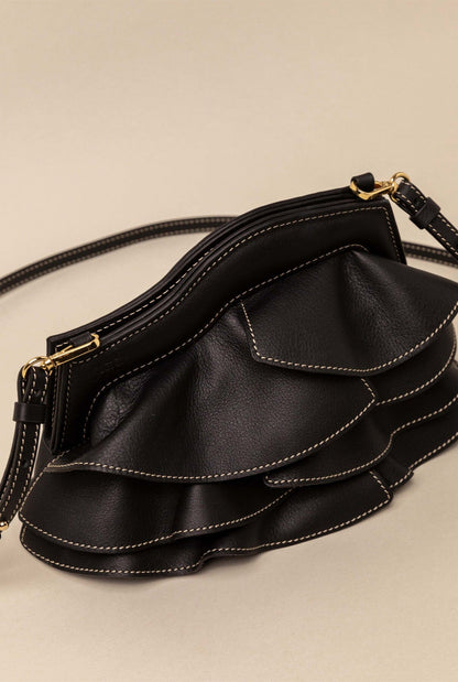 Vuelo Black Leather Soft Clutch Crossbody bags RFB 