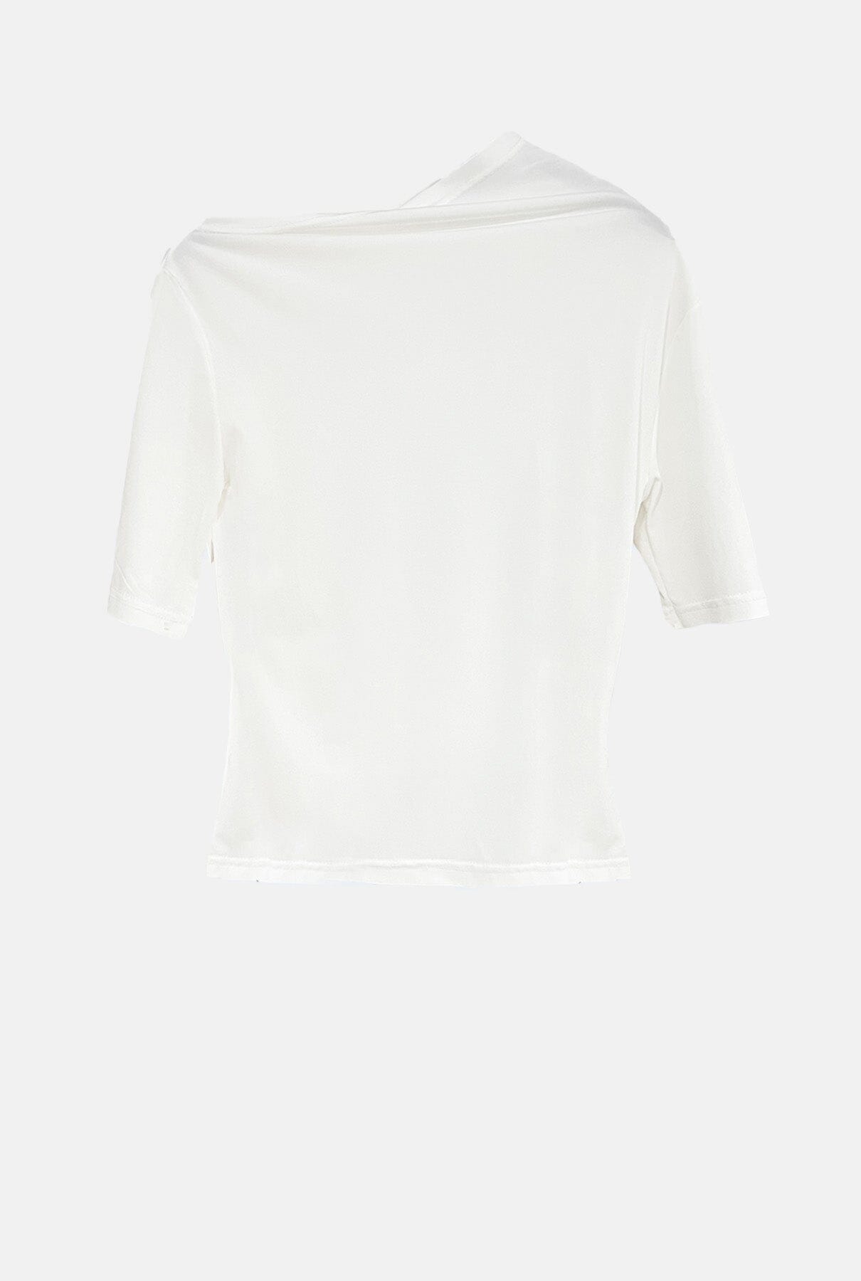 White asymmetrical t-shirt T-Shirts & tops Habey Club 
