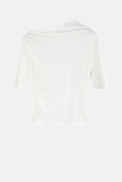 White asymmetrical t-shirt T-Shirts & tops Habey Club 