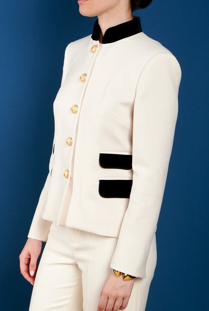 WHITE BLAZER WITH DOUBLE BASTIAN POCKET Jackets The Extreme Collection 