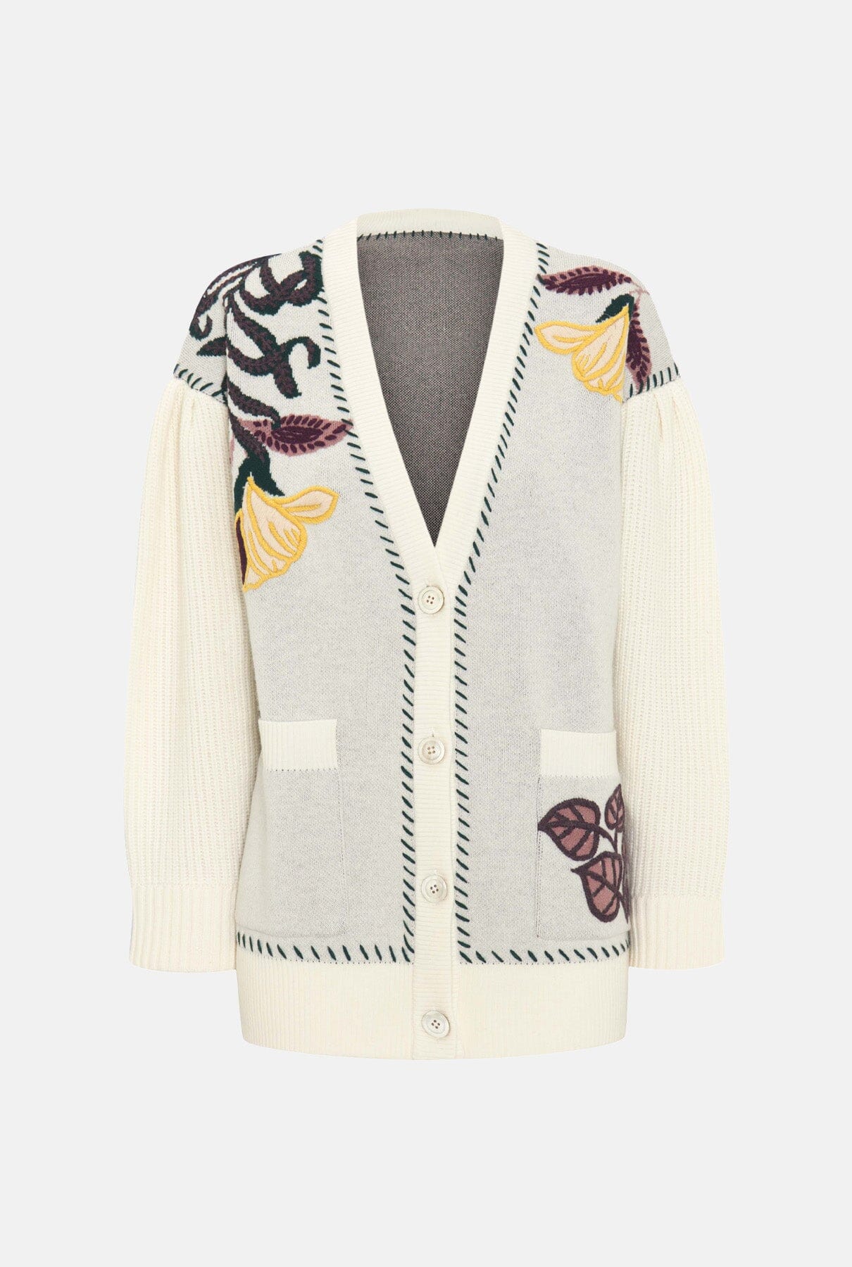 White jacquard floral motif cardigan Jackets Mirto 