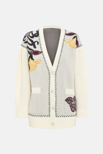 White jacquard floral motif cardigan Jackets Mirto 