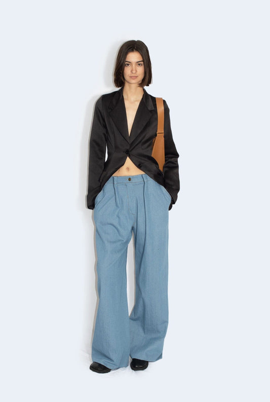 Wide long light blue jeans Trousers Habey Club 