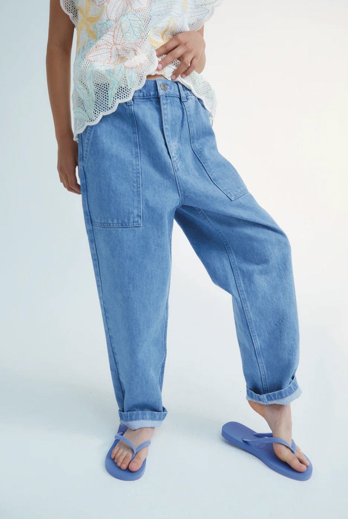 Woodland Denim Pant Patch Blue Denim Trousers The New Society 