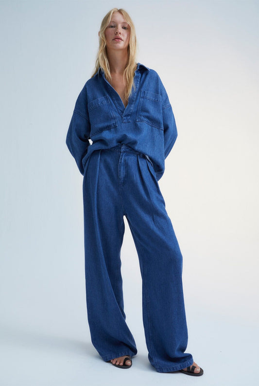Woodland Denim Woman Pant Blue Trousers The New Society 